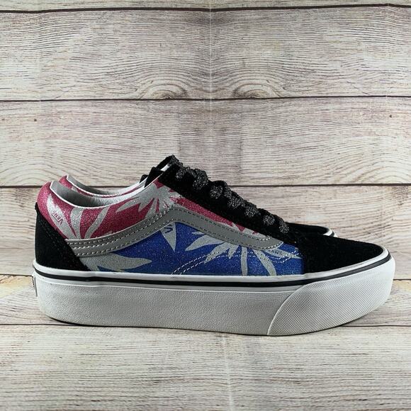 Vans Old Skool Platform After Dark Womens Size 8 Pink Blue Black Summer - Picture 7 of 13